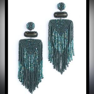 Deepa Gurnani Jody Beaded Earrings in Emerald Green